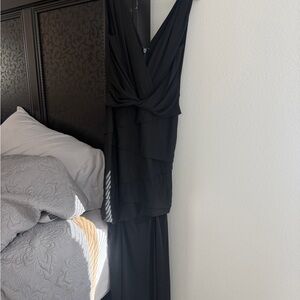 Nicole Miller Black Sleeveless Evening Dress with Draped Bodice